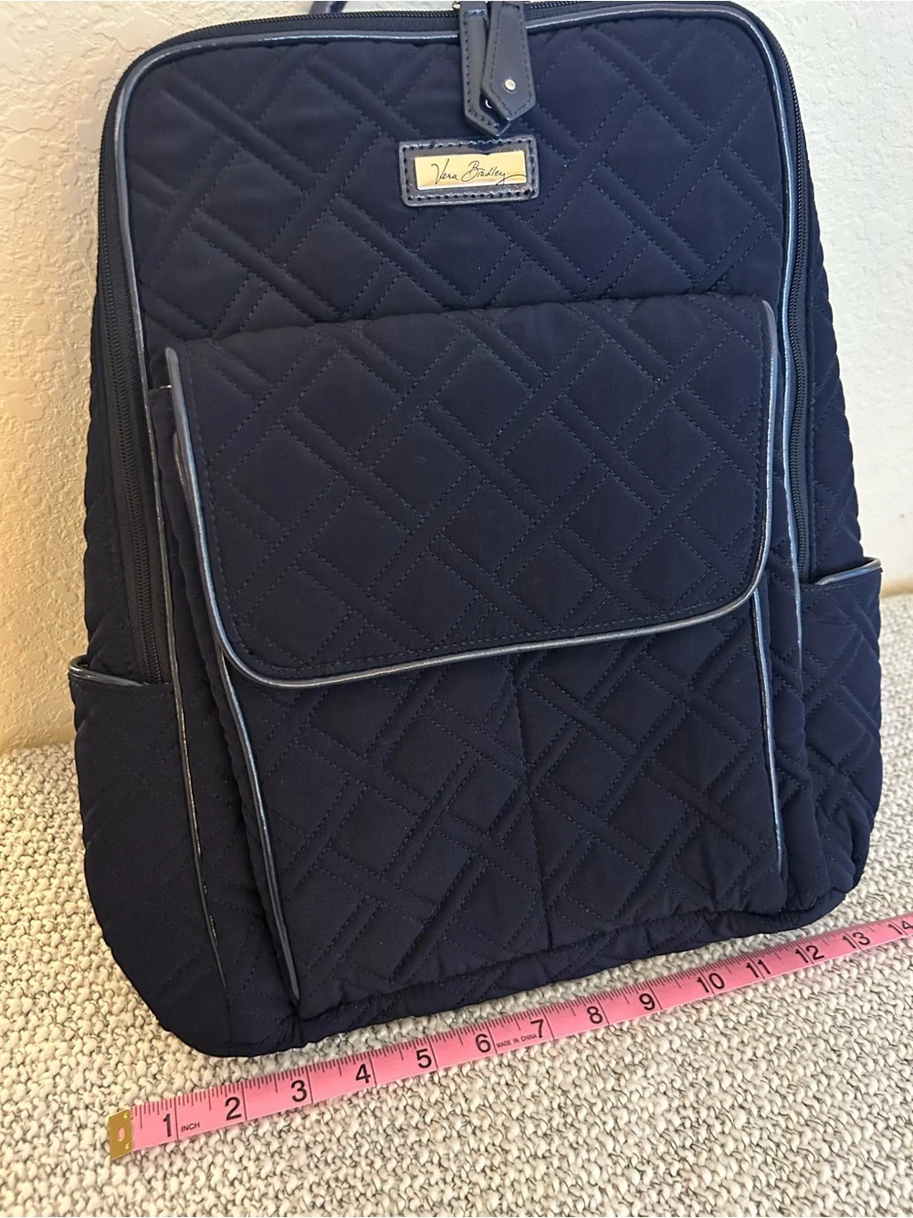 Vera Bradley Classic Navy Blue Quilted Commuter Backpack